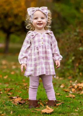 2 Piece Girls Plaid Top & Leggings