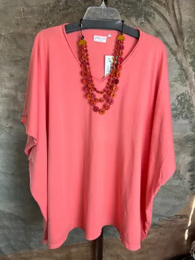 8715 Solid V-Elbow Tunic Tshirt-Camelia