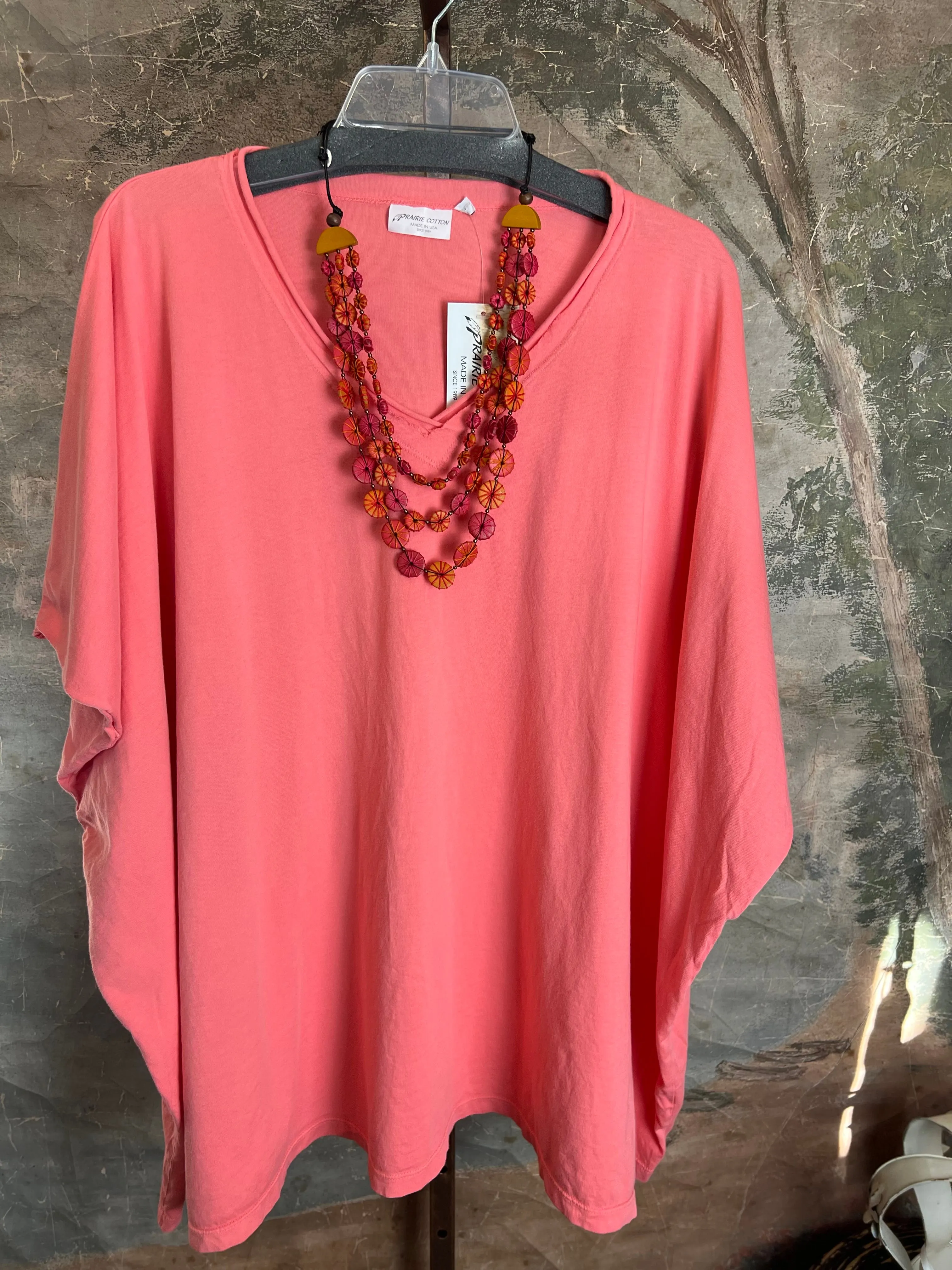 8715 Solid V-Elbow Tunic Tshirt-Camelia