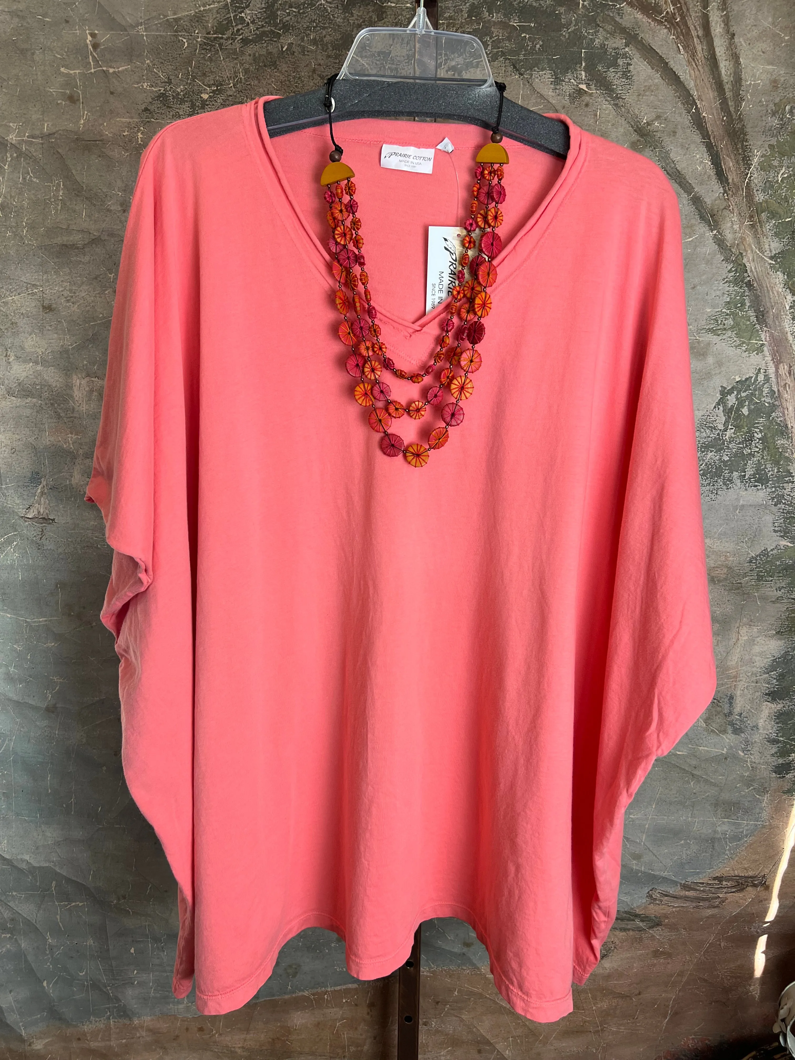 8715 Solid V-Elbow Tunic Tshirt-Camelia