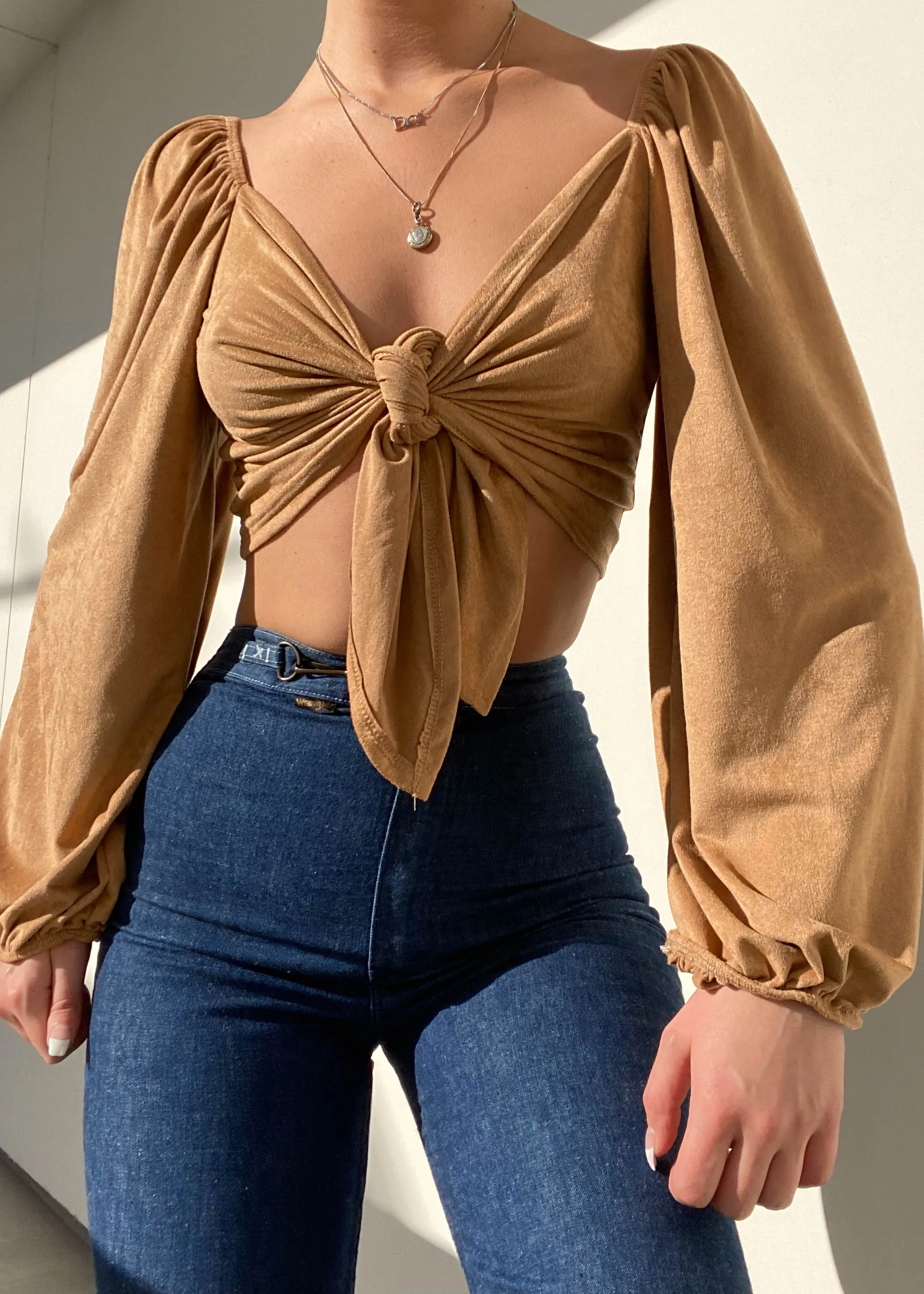 90's Tan Tie-Top (S-M)