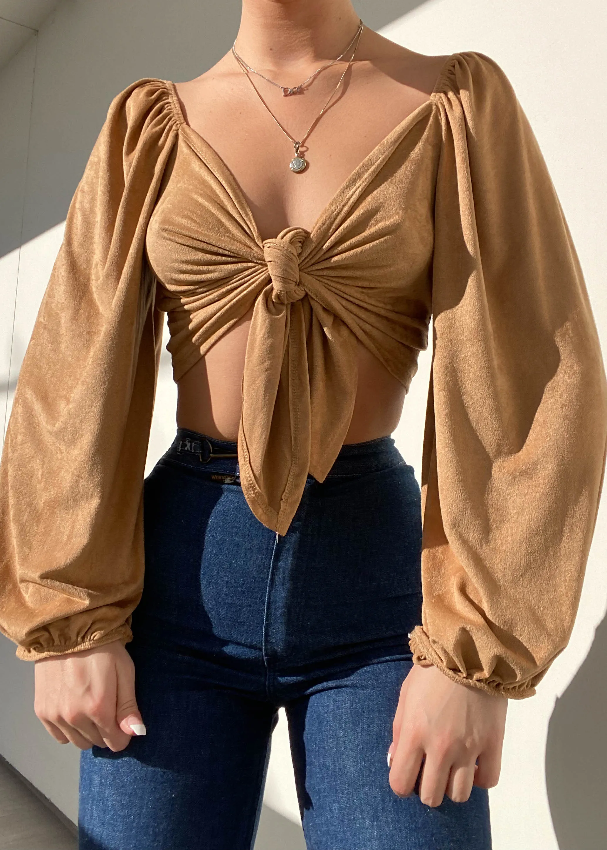 90's Tan Tie-Top (S-M)