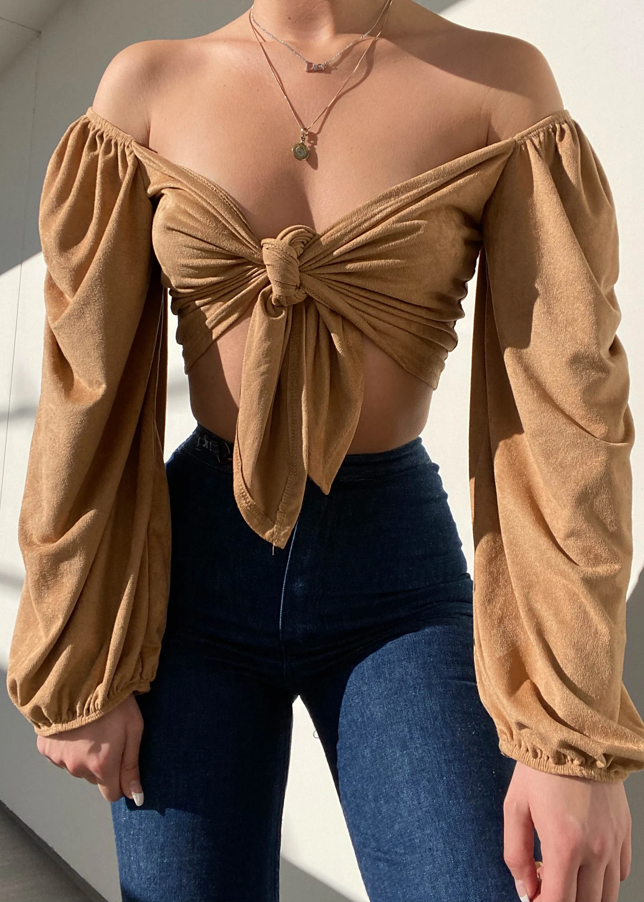 90's Tan Tie-Top (S-M)