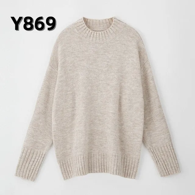 Aachoae Women Knitted Turtleneck Cashmere Sweater Pullover