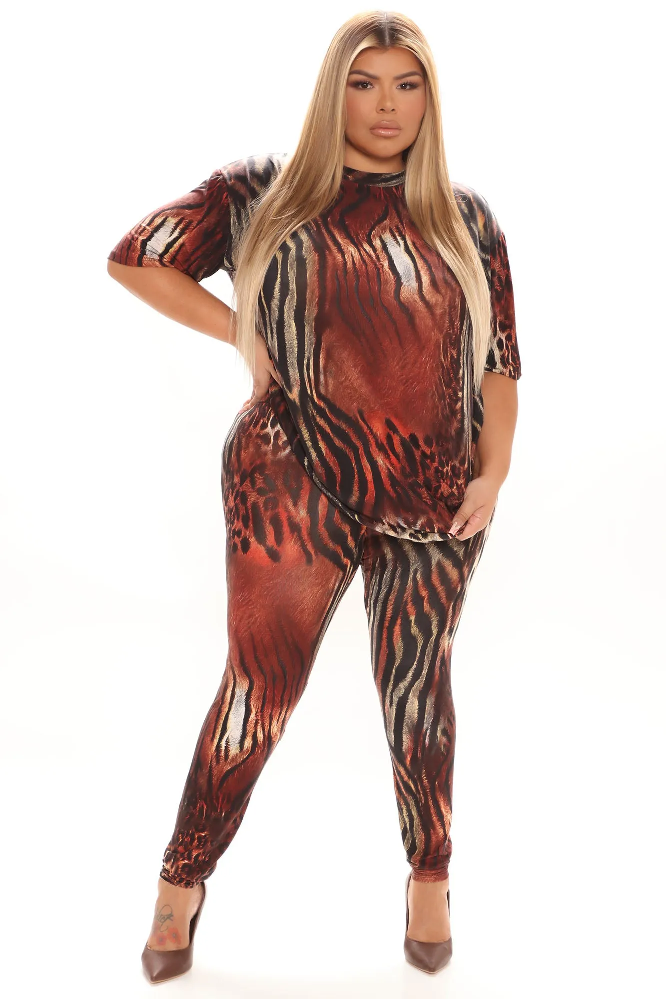 All Mixed Up Legging Set - Burgundy/combo