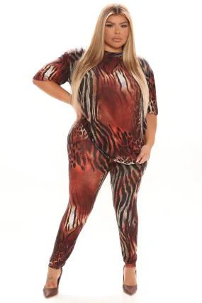 All Mixed Up Legging Set - Burgundy/combo
