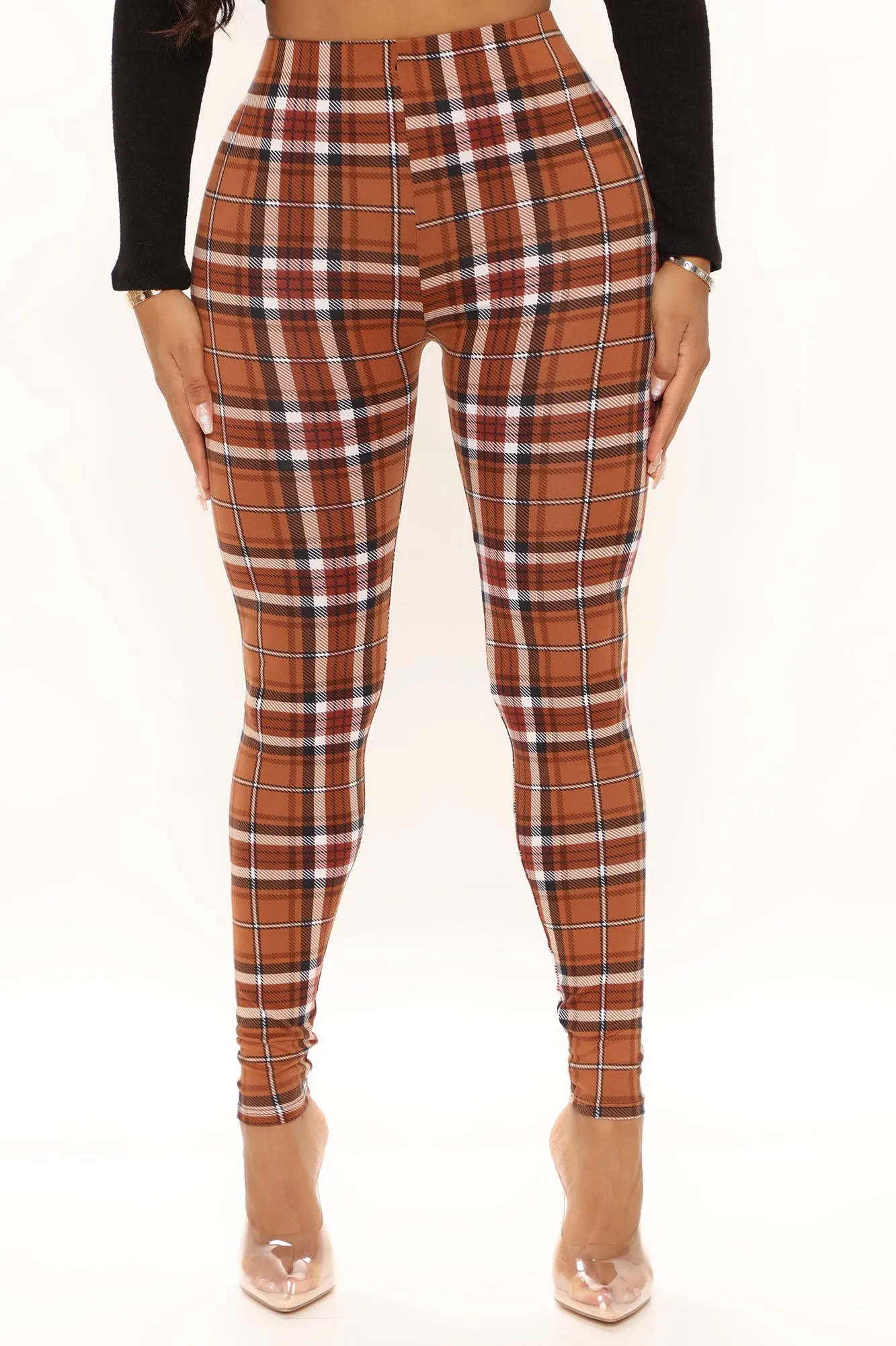 As If Plaid Leggings - Brown/combo