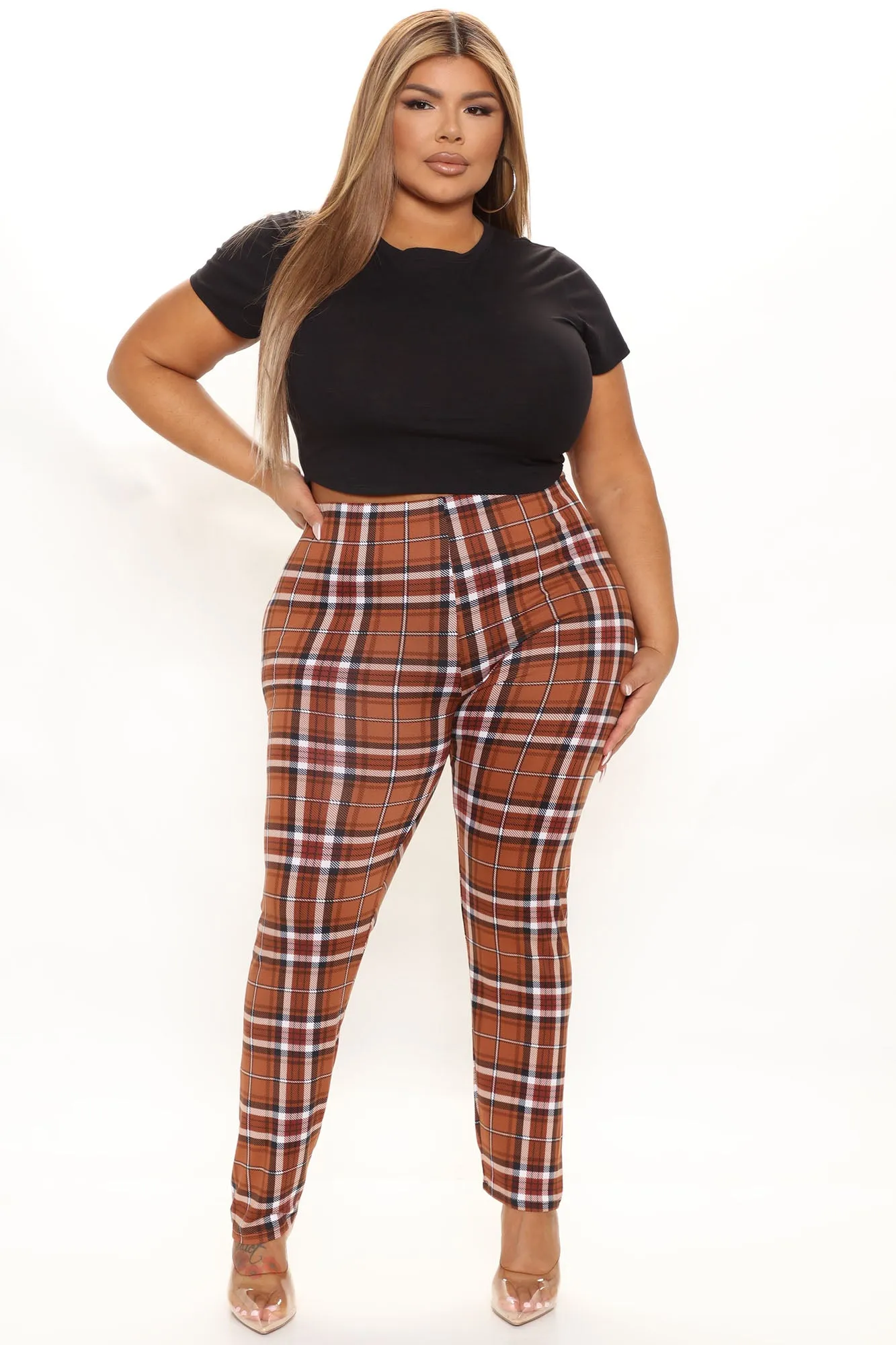 As If Plaid Leggings - Brown/combo