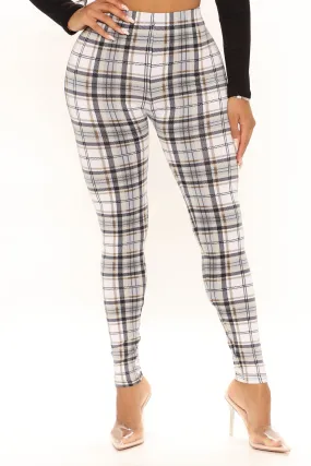 As If Plaid Leggings - Ivory/combo