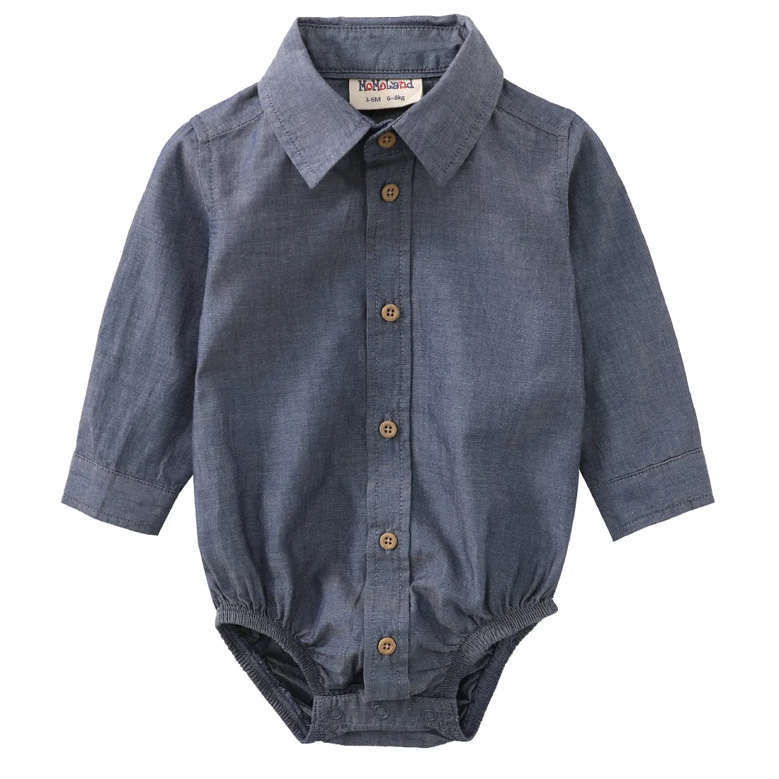 Baby Blue Chambray Long Sleeve Bodysuit