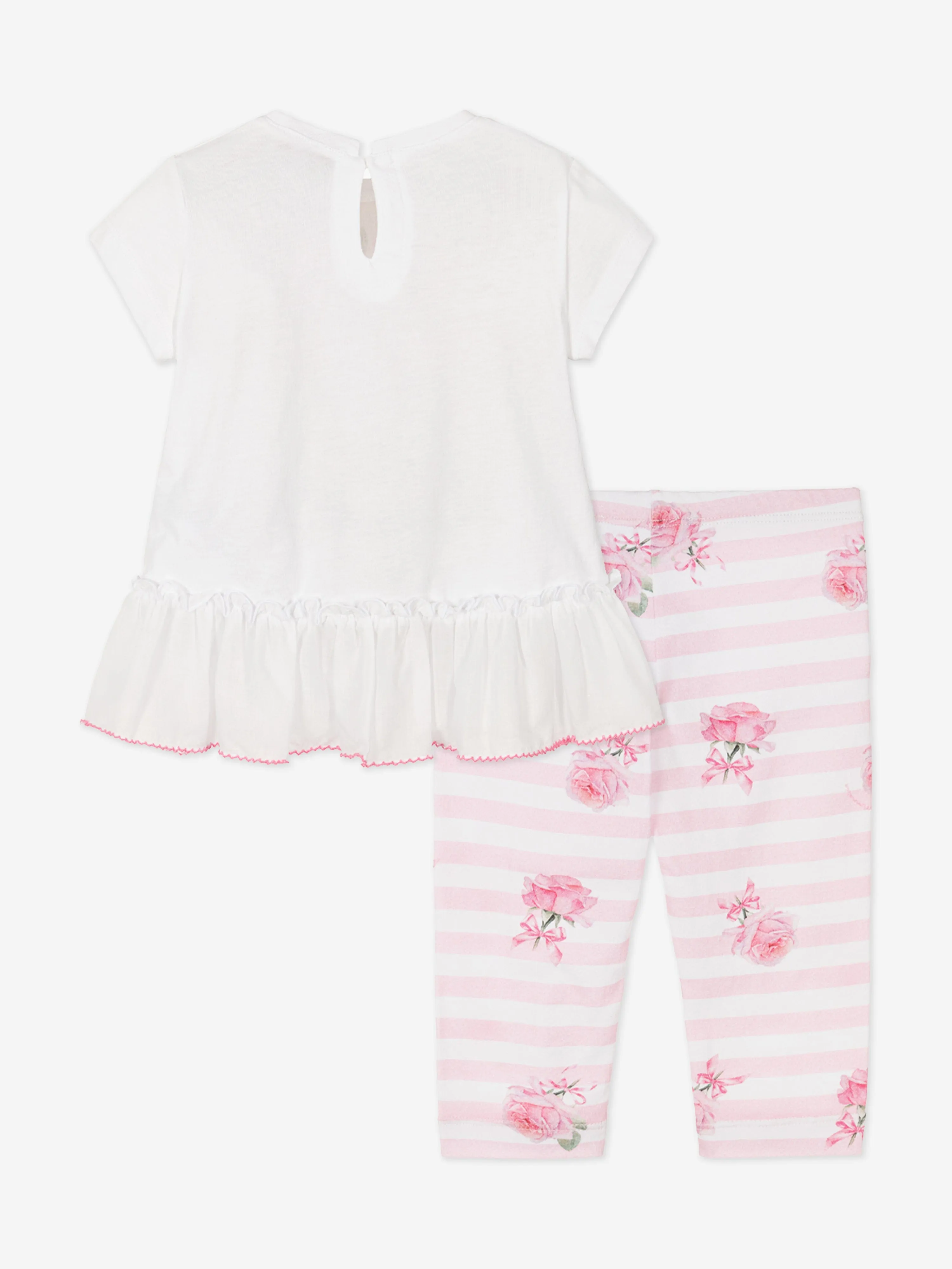 Baby Girls T-Shirt and Leggings Set in White