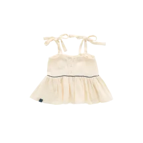 Baby Peplum Top with Ties | Cream