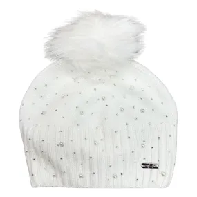 Bari Lynn Scattered Pearl & Crystal Hat - Off White