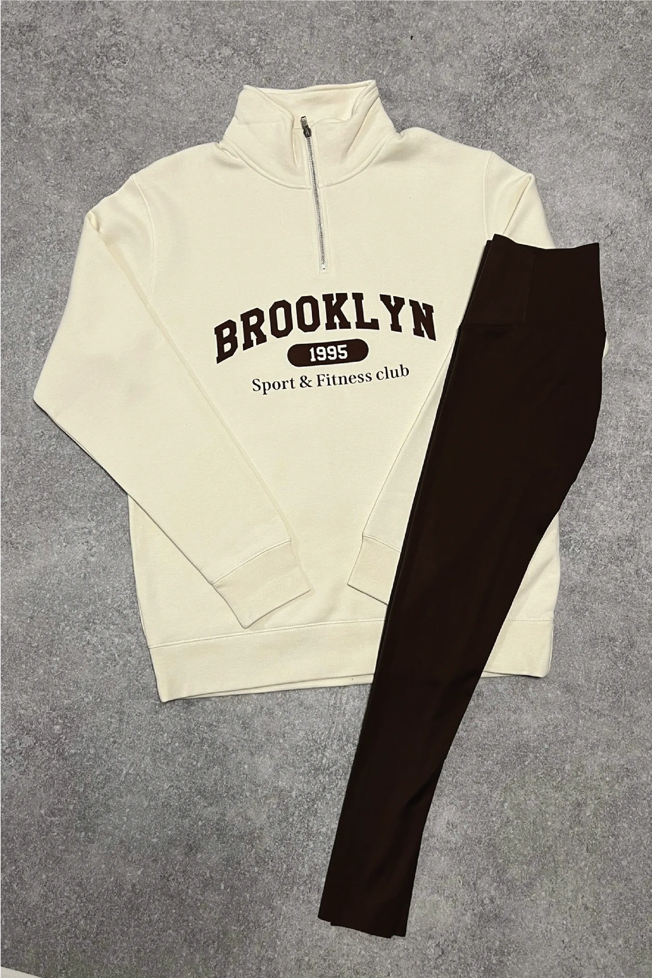 Brooklyn ecru printed 3/4 sweater and legging set