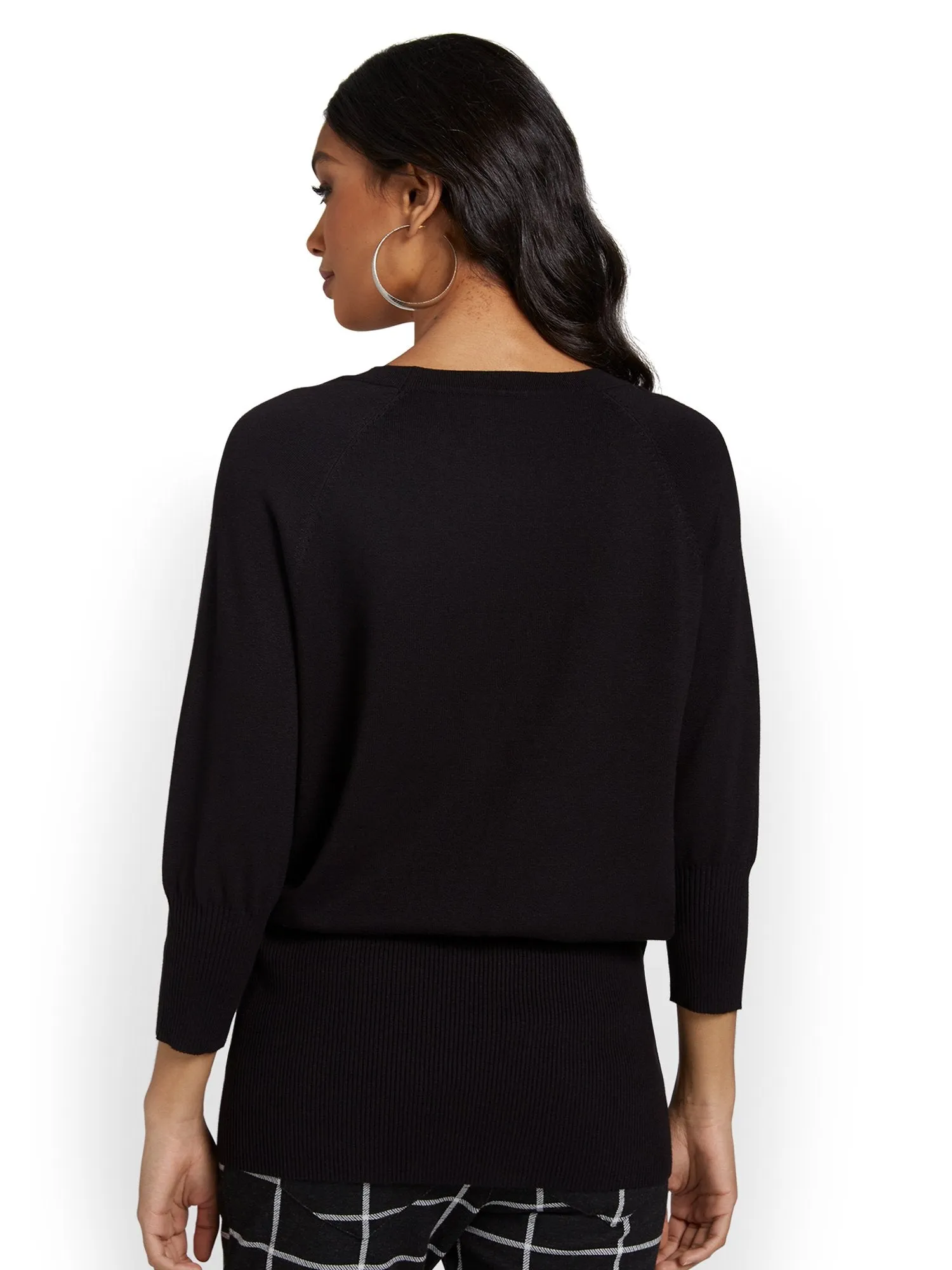 Button-Detail Tunic Sweater