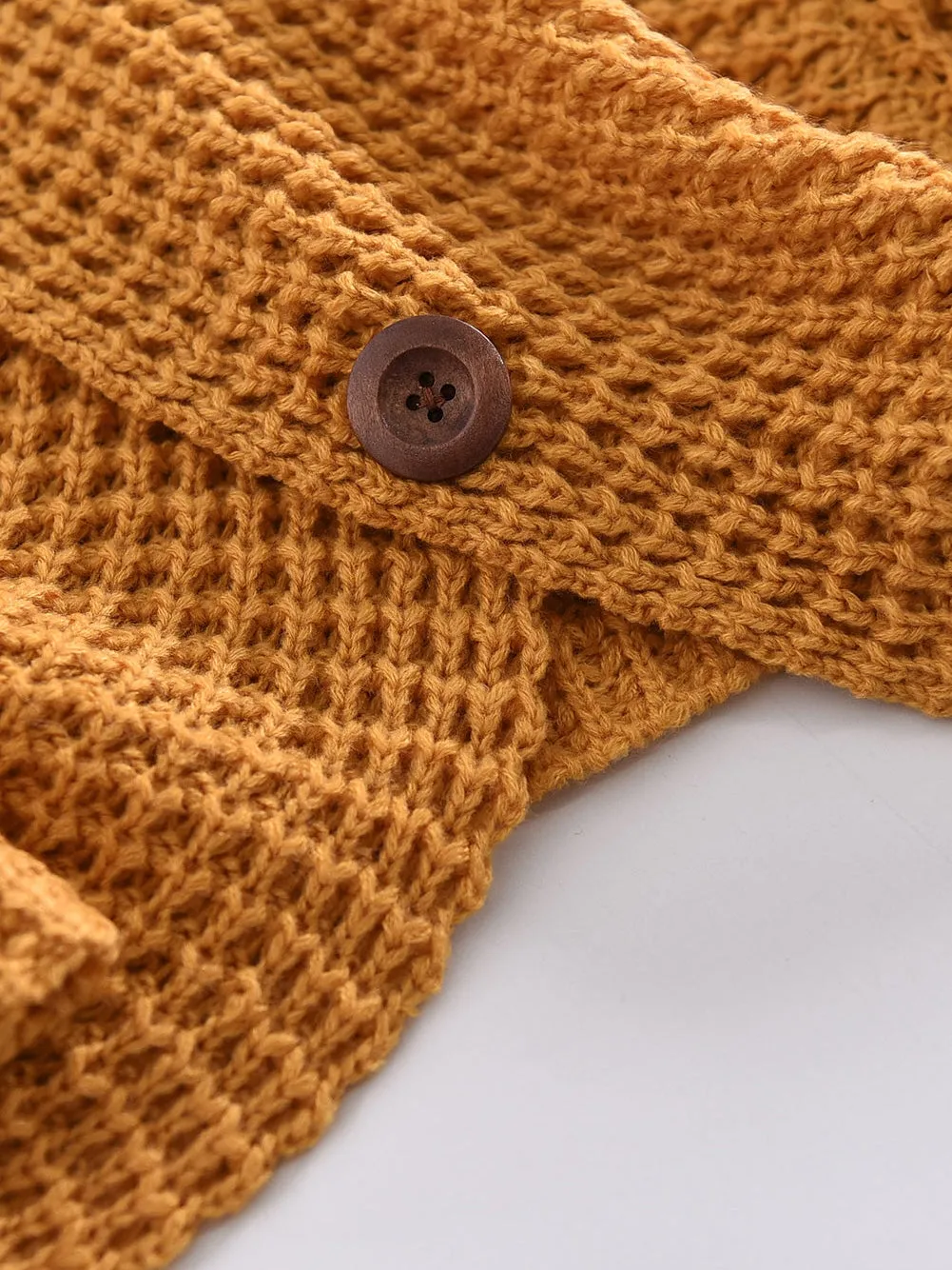 Buttoned Mustard Wrap Turtleneck Shift Sweater