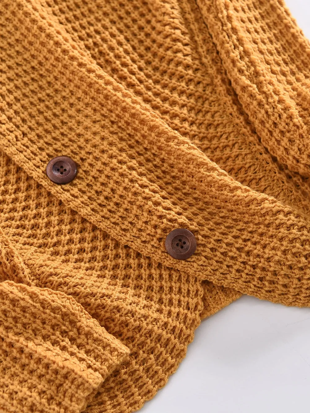 Buttoned Mustard Wrap Turtleneck Shift Sweater