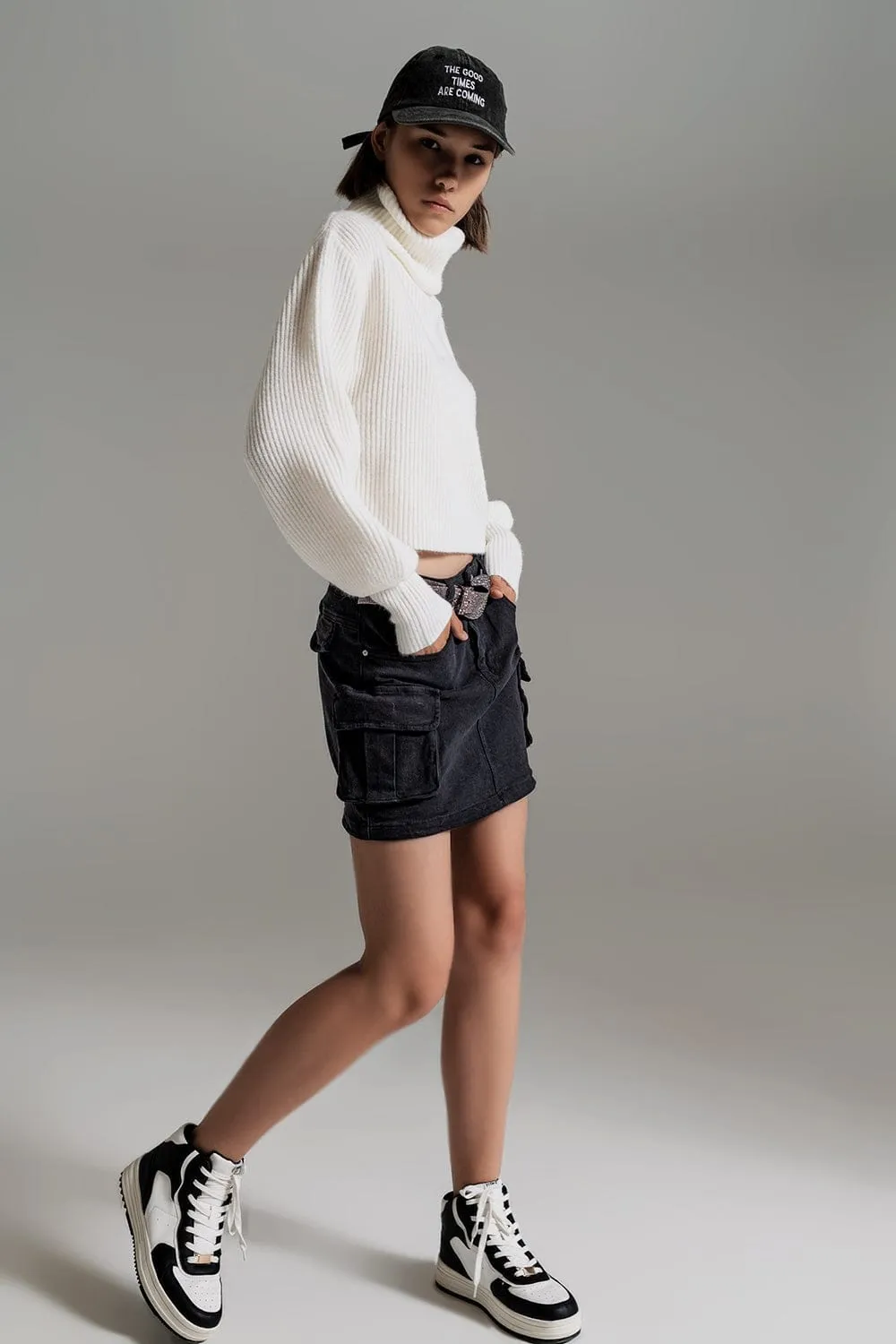 Cargo Mini Skirt In Black
