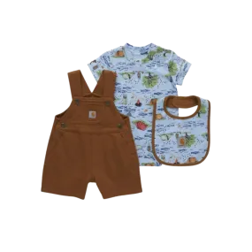 Carhartt Kid's Short Sleeve French Terry Shortall And Bib Set Bodysuit