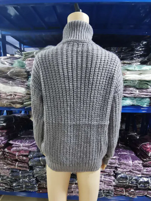 Casual Knitwear Mohair Turtleneck Sweater for Women