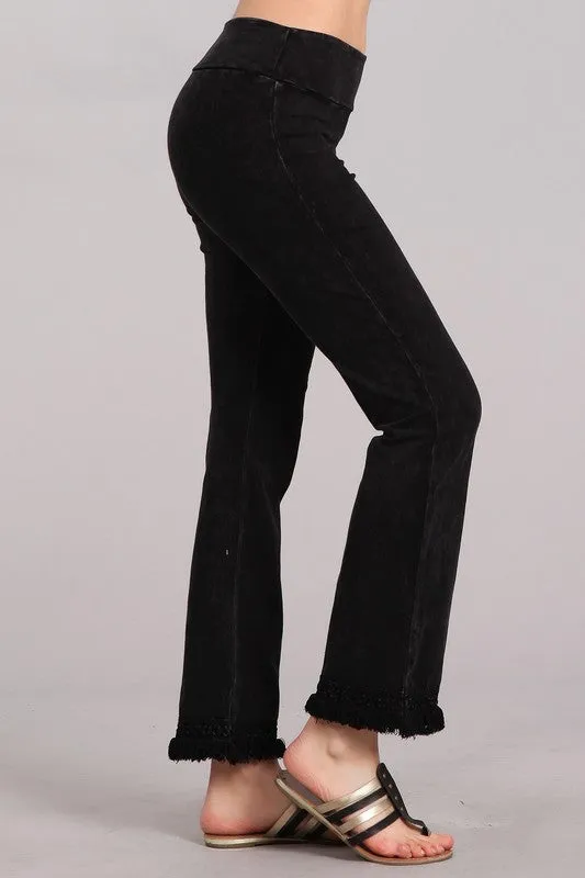 Chatoyant Ankle Fringe Hem Pants - Many Colors