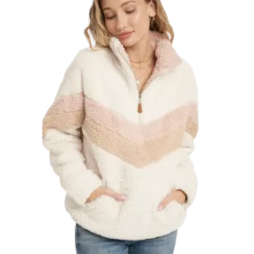 Chevron Sherpa Quarter Zip Pullover