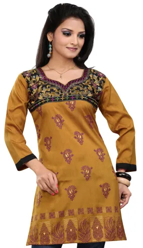 Chic Brown Indian Short Kurti for Women – Elegance and Comfort