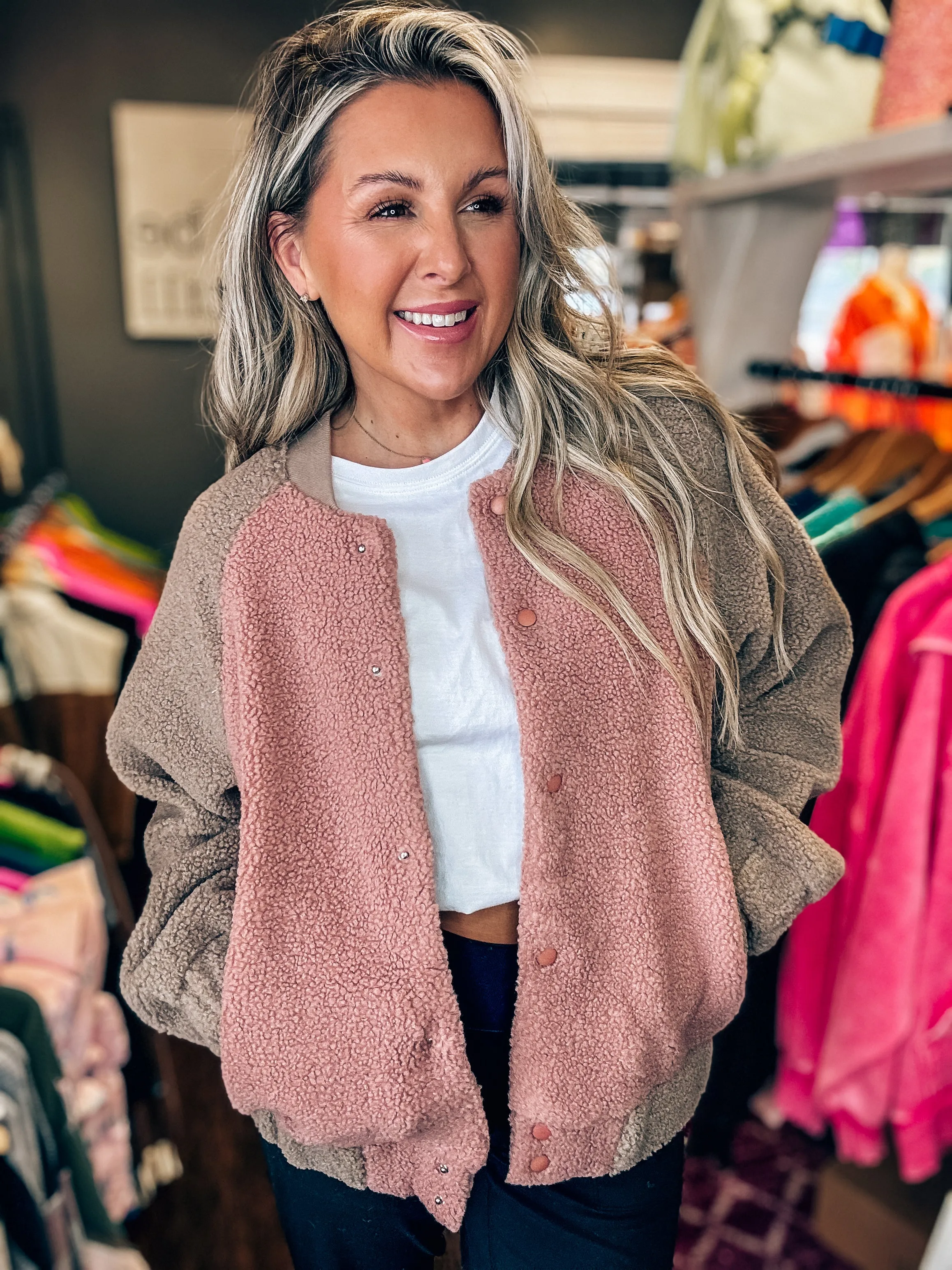 Cocoa Raglan Sleeve Fleece Jacket