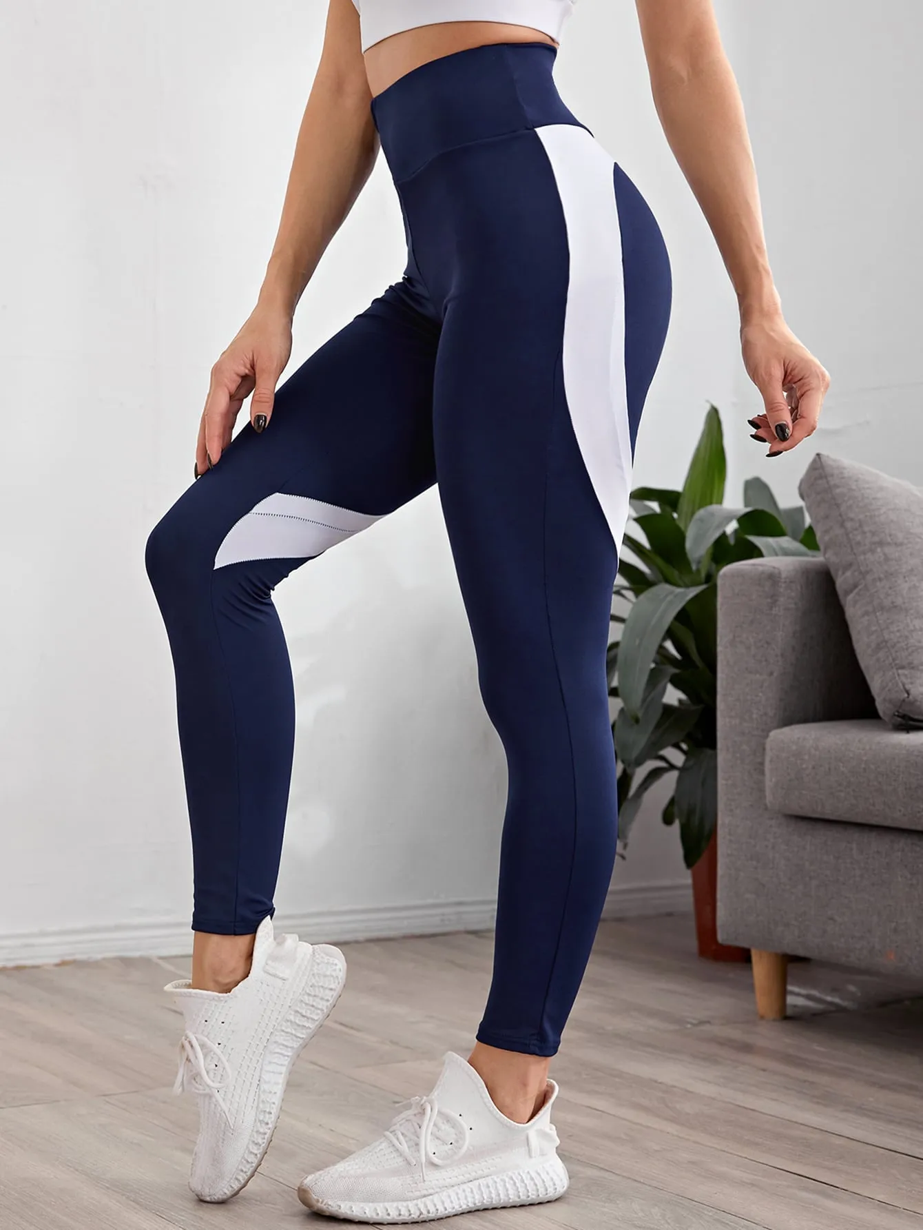 Colorblock High Waist Long Women Sports Leggings