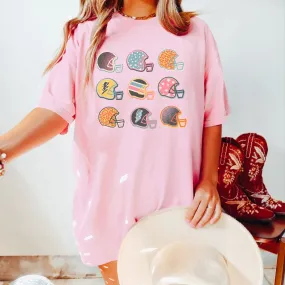 Colorful Football Helmets Comfort Color Tee
