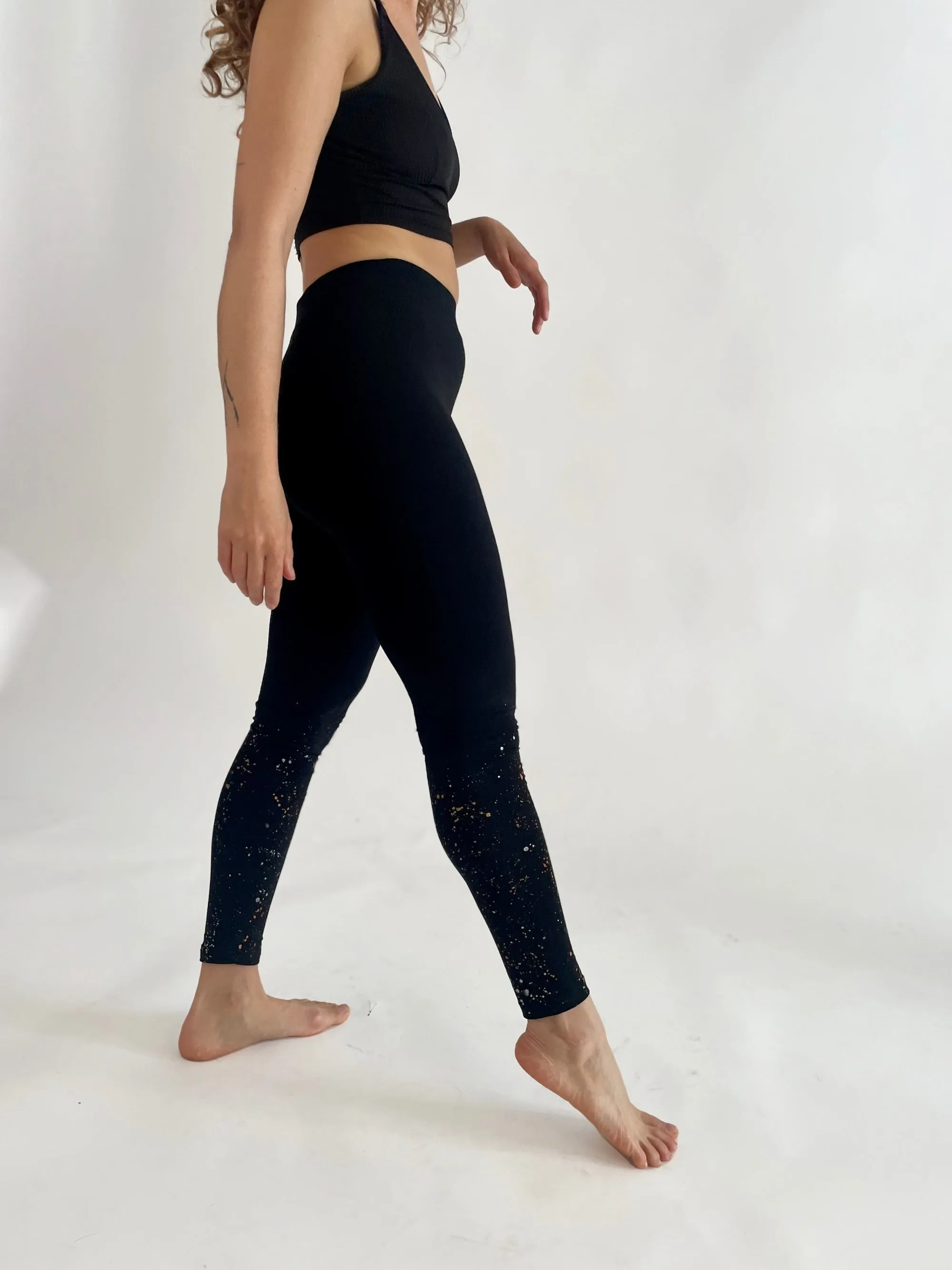 Cotton Leggings - Metallic Galaxy Drip Drop
