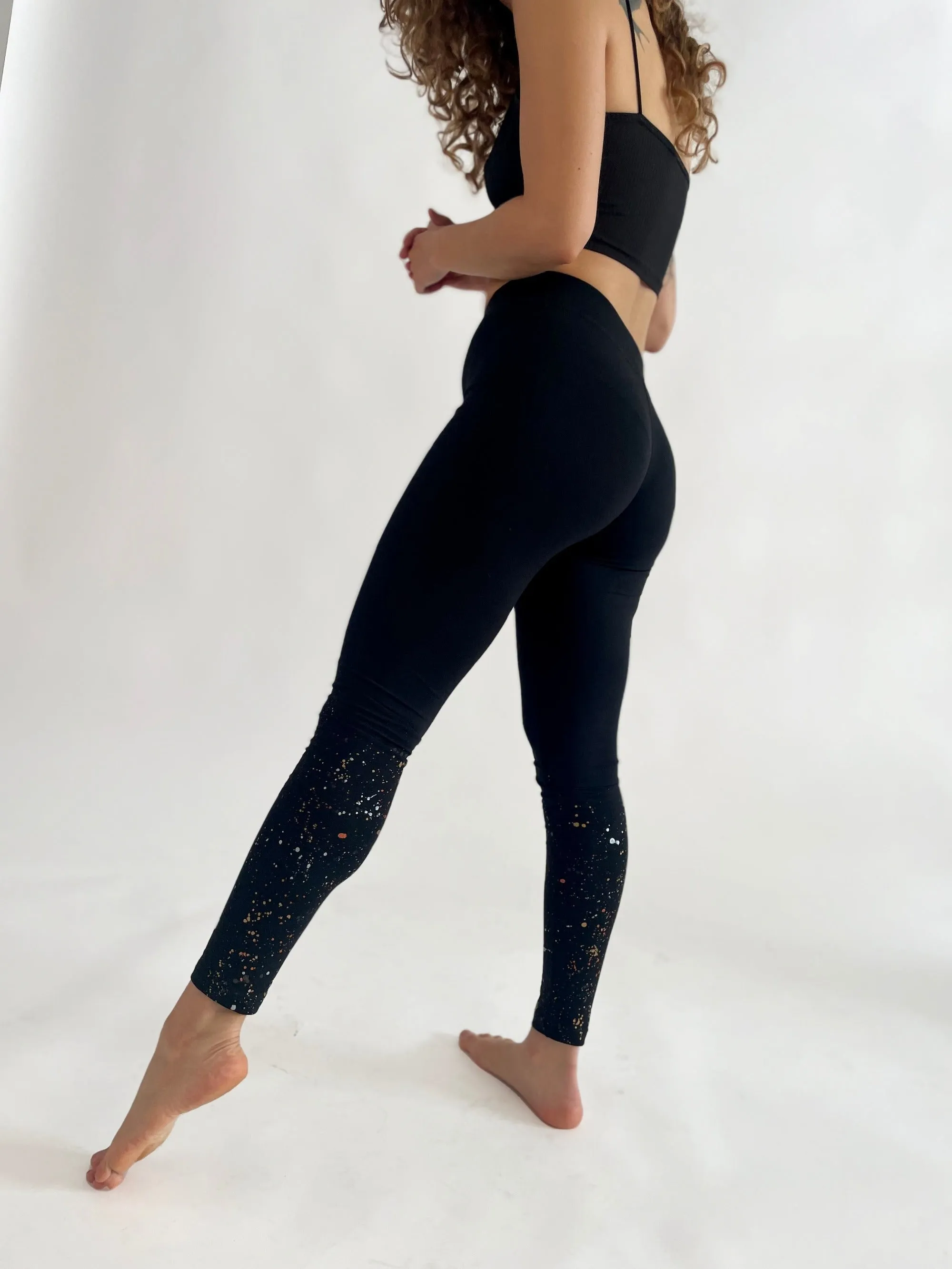Cotton Leggings - Metallic Galaxy Drip Drop