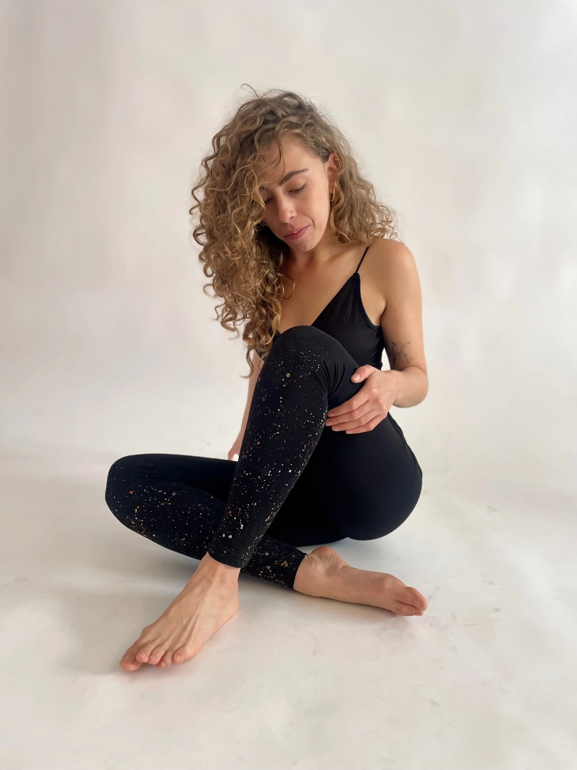 Cotton Leggings - Metallic Galaxy Drip Drop