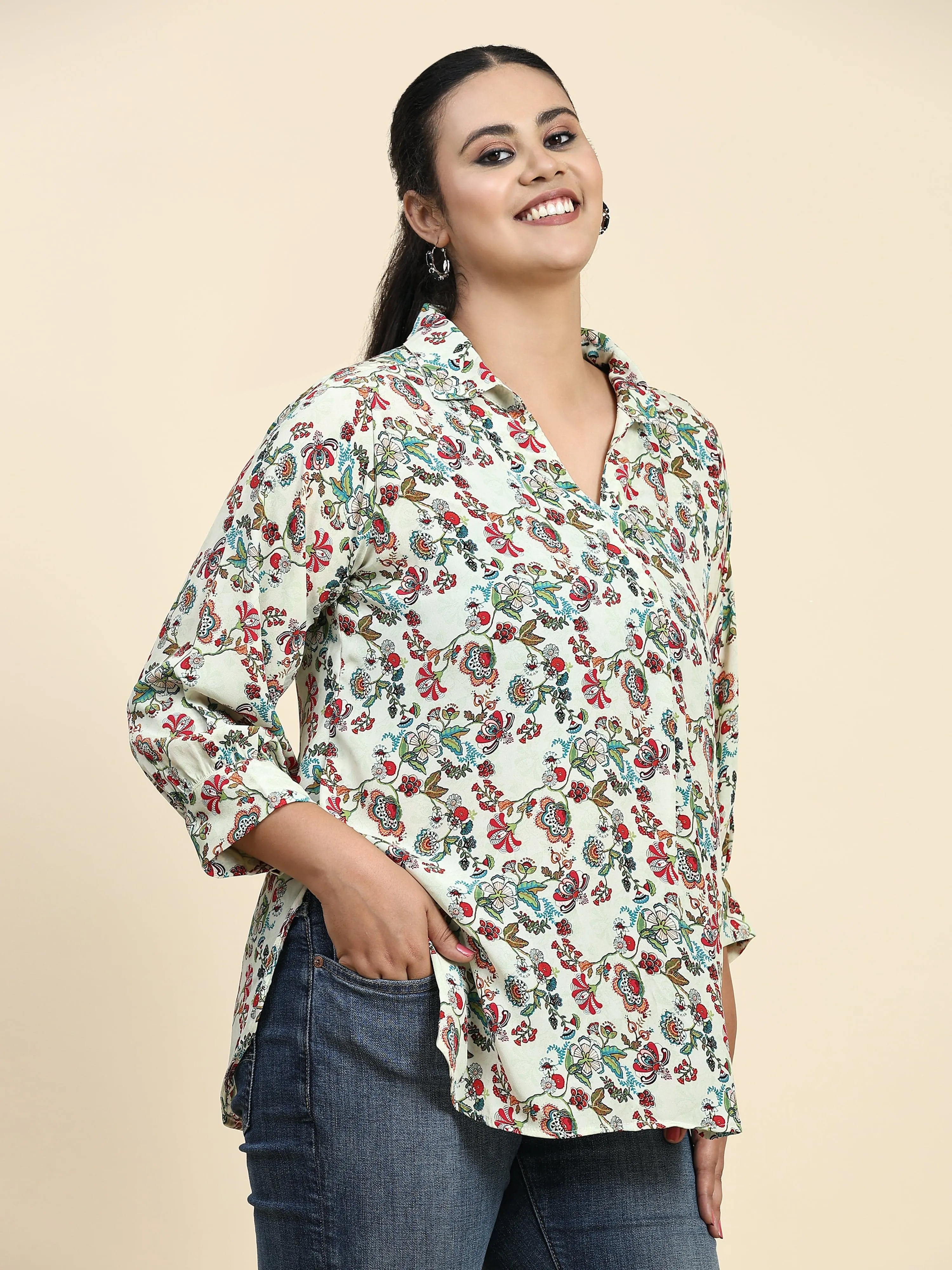 Cream Chintz Top