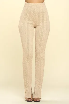Cream Knit High Rise Leggings