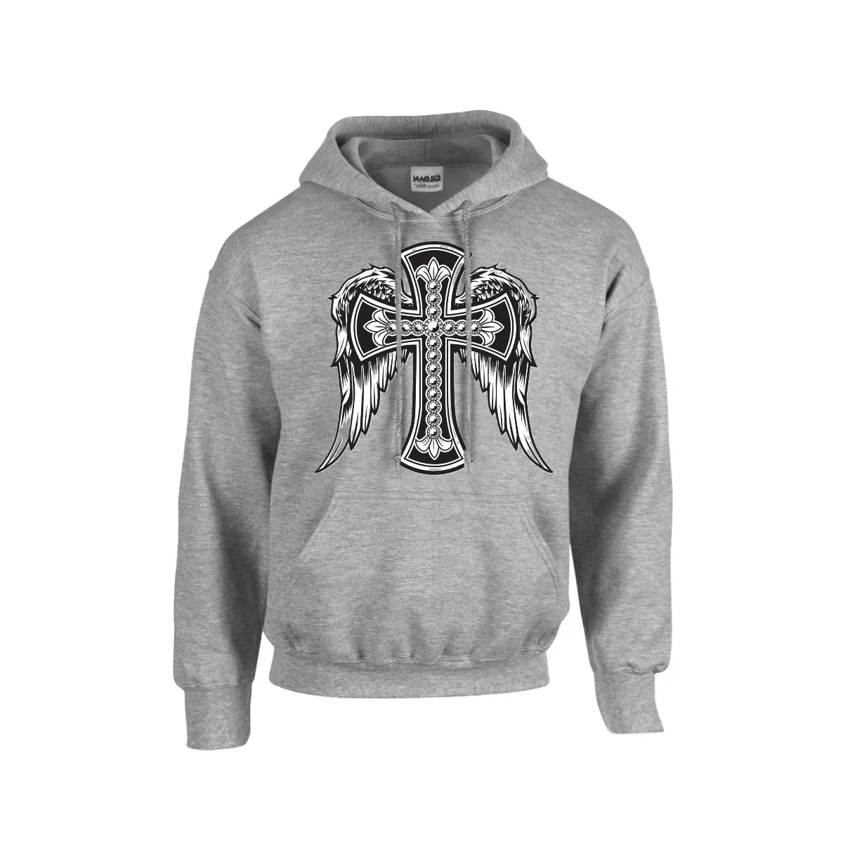 CROSS WITH WINGS Men's Hoodie For The USA |Gildan 18500
