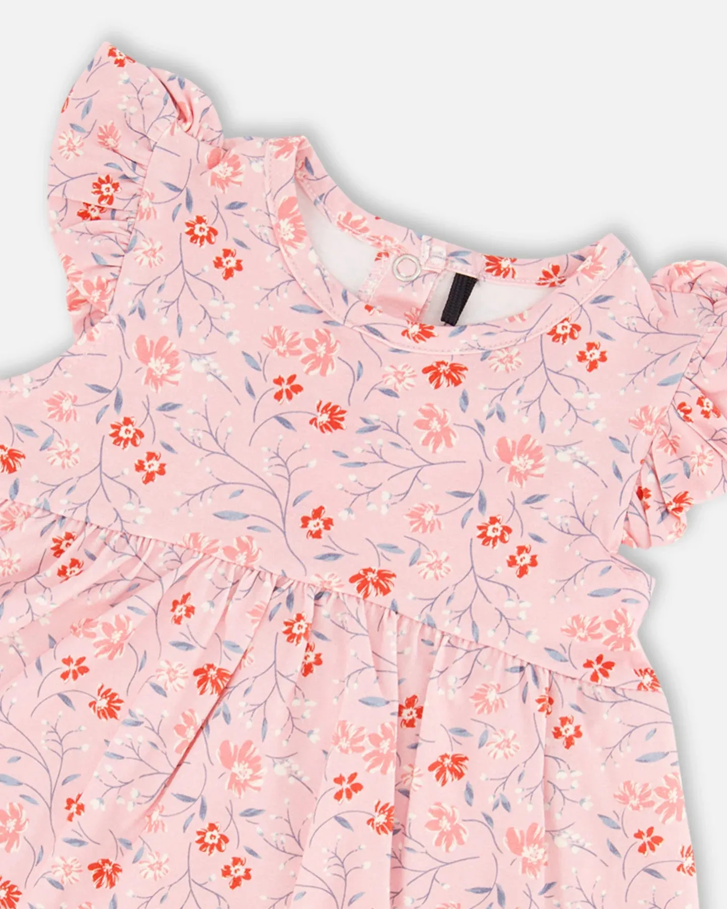 Deux Par Deux Organic Cotton Long Tunic And Leggings Set - Pink printed Little Flowers