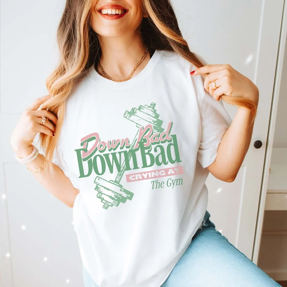 Down Bad And Crying At The Gym Wholesale Graphic Tee - Fast Shipping