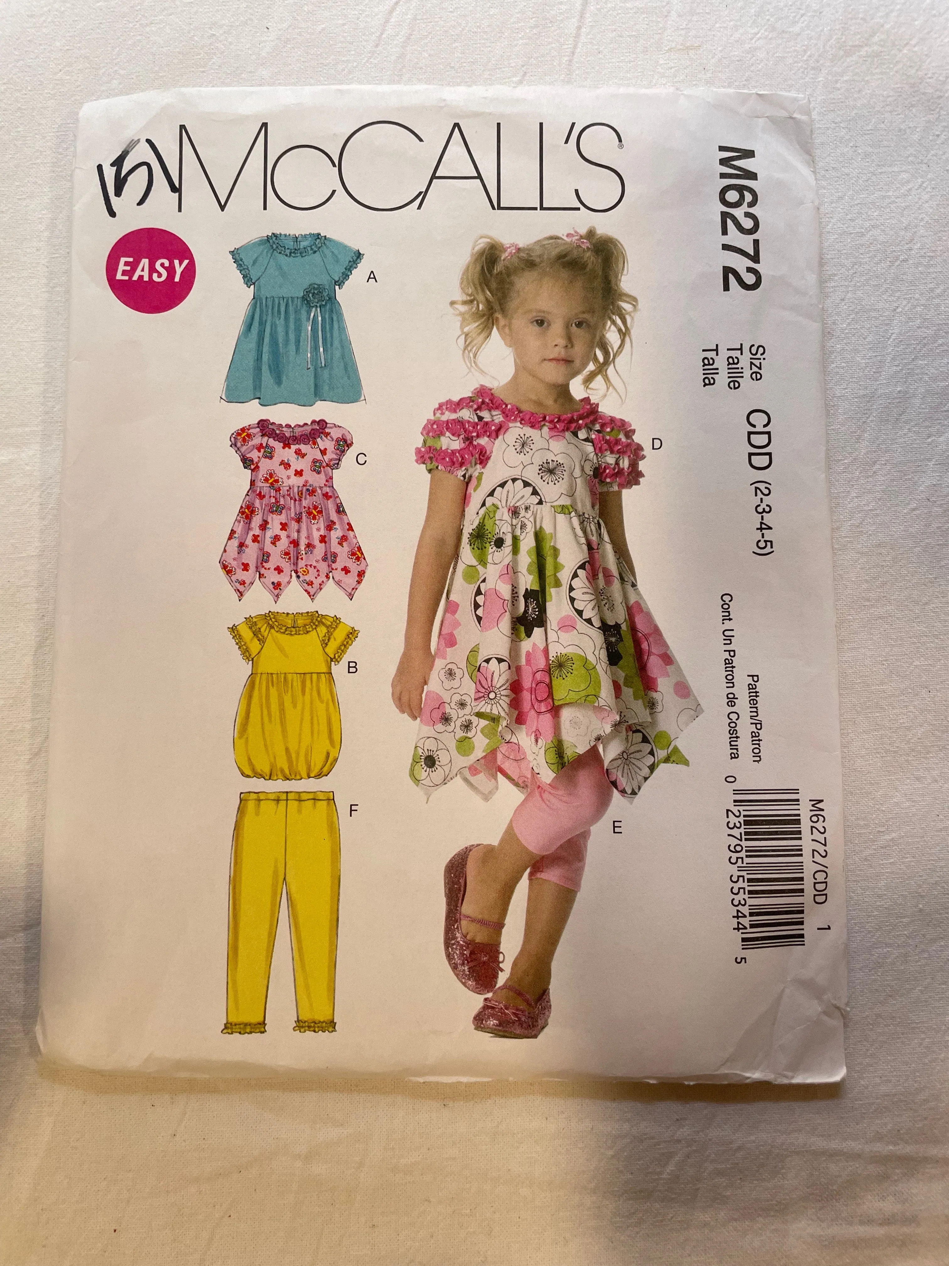Easy McCall's M6272 Pattern UNCUT Girl's Dress & Leggings Sizes 2,3,4,5