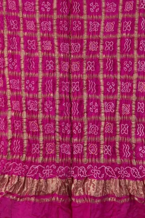 Elegant Pink Bandhani Gharchola Design Pure Gajji Silk Dupatta