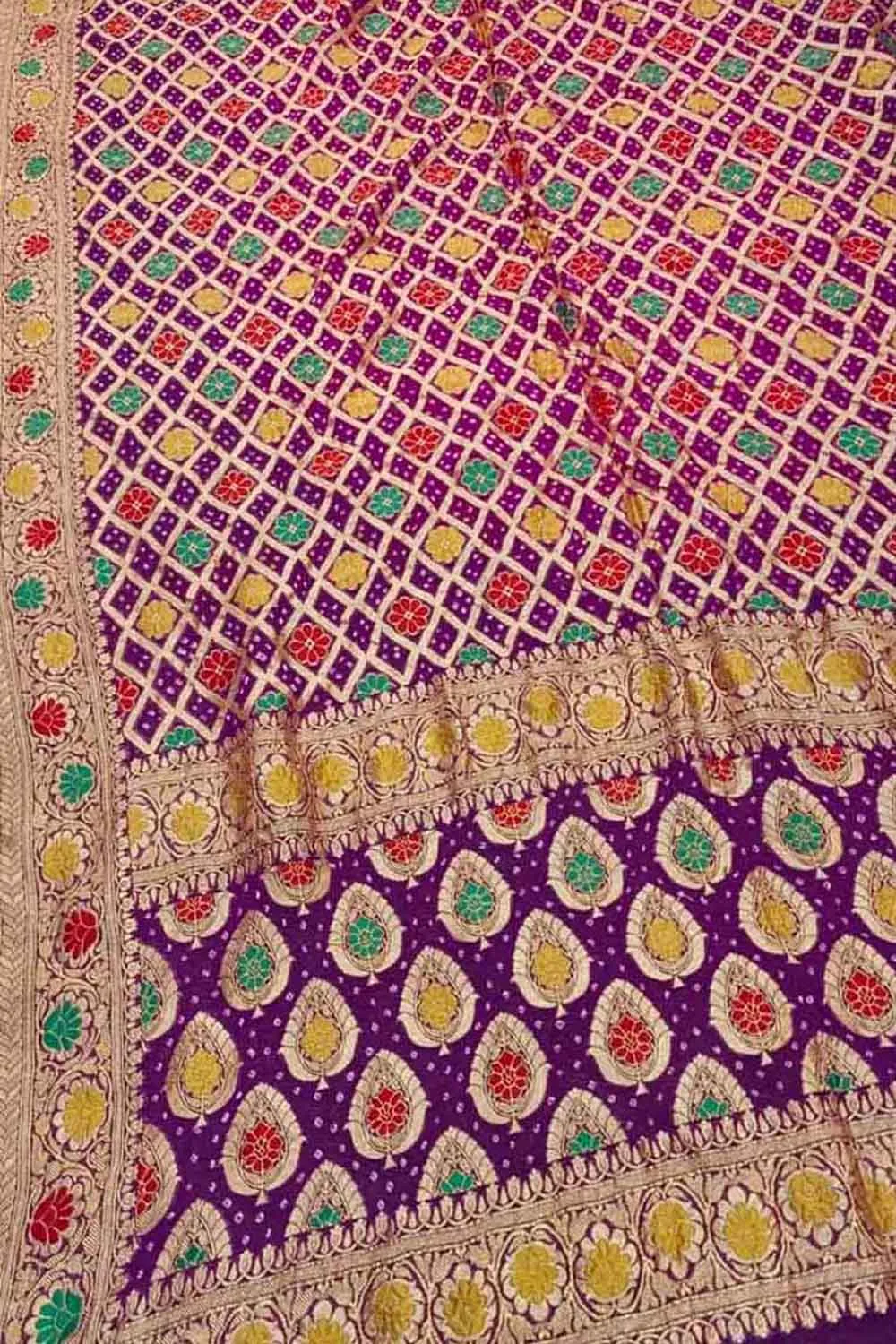 Elegant Purple Banarasi Bandhani Meenakari Georgette Dupatta