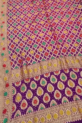 Elegant Purple Banarasi Bandhani Meenakari Georgette Dupatta