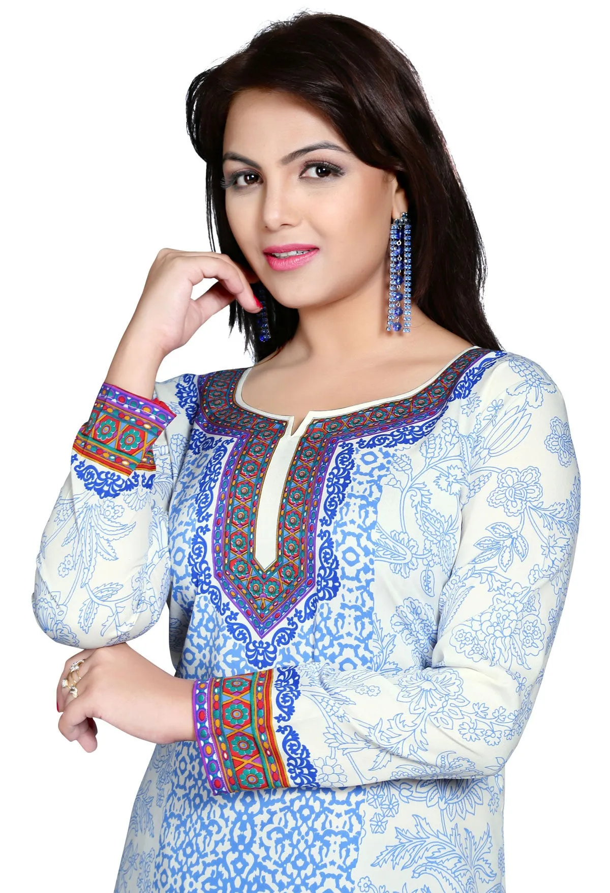Elegant White India Tunic – Stylish Short Kurti for Women