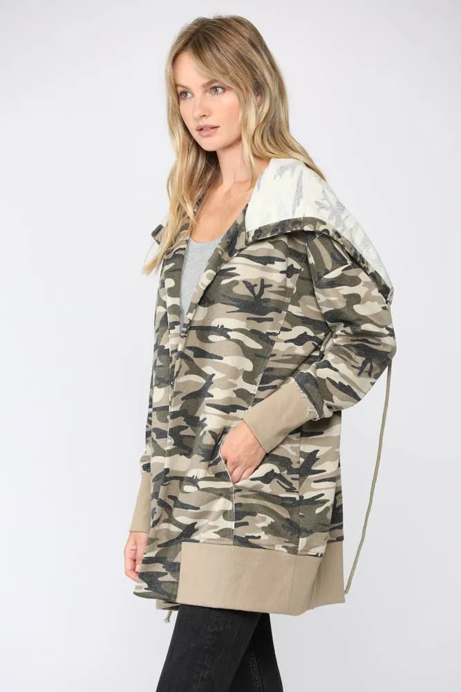 Fate Camo Printed Terry Hooded Jacket
