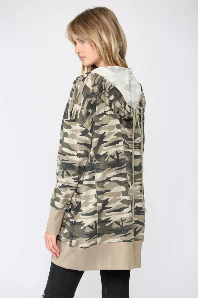 Fate Camo Printed Terry Hooded Jacket