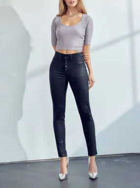 Faux Black Leather Leggings Wetlook Leggings