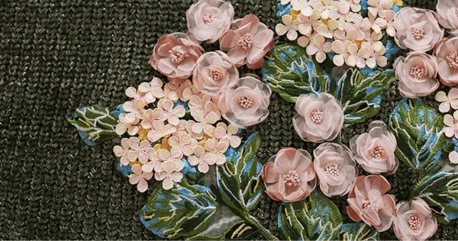 Floral Embroidered Oversized Batwing Sleeve Sweater