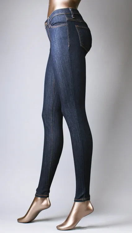 Flying Monkey High Waisted Skinny Jeans in Dark Blue
