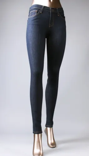 Flying Monkey High Waisted Skinny Jeans in Dark Blue