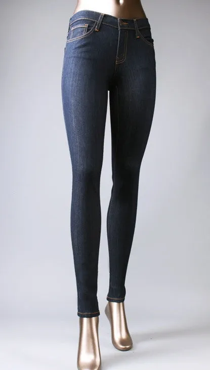 Flying Monkey High Waisted Skinny Jeans in Dark Blue
